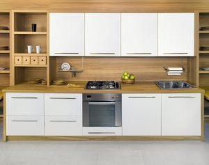 Full frame of simple modern kitchen